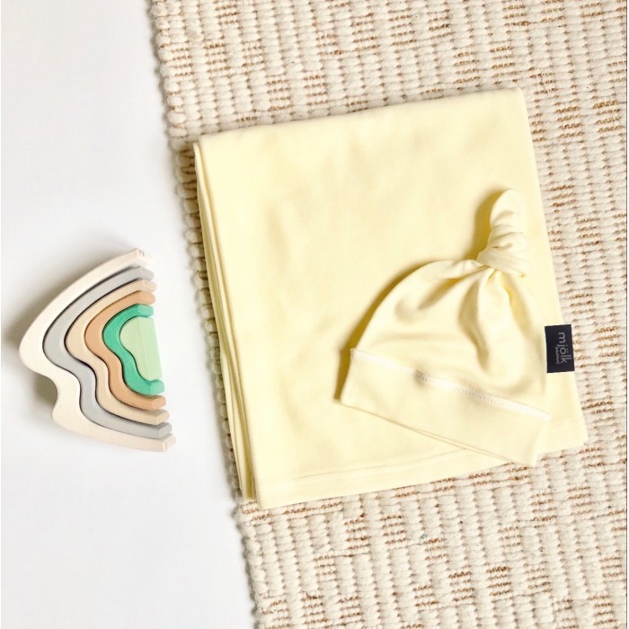 

Mjolk Комплект (пеленка и шапочка) Light Yellow Swaddle, Комплект (пеленка и шапочка) Light Yellow Swaddle