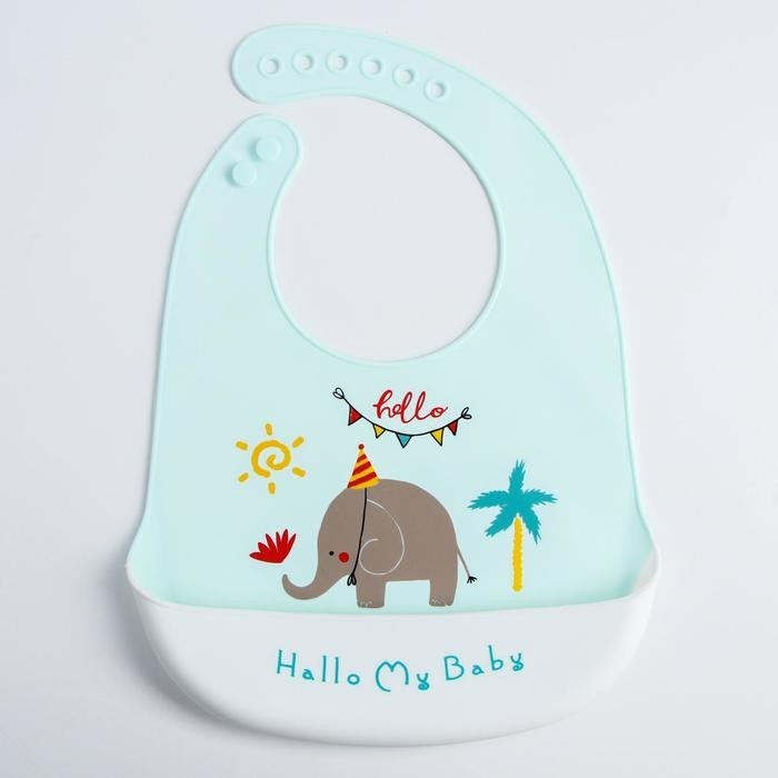 Купить Нагрудники, Нагрудник Mum&Baby силиконовый на кнопках с карманом Слон