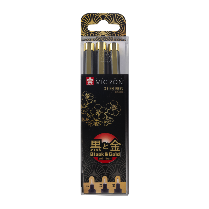 Sakura Набор капиллярных ручек Pigma Micron Gold Limited Edition (0.25 мм 0.35 мм 0.45 мм) 3 шт.