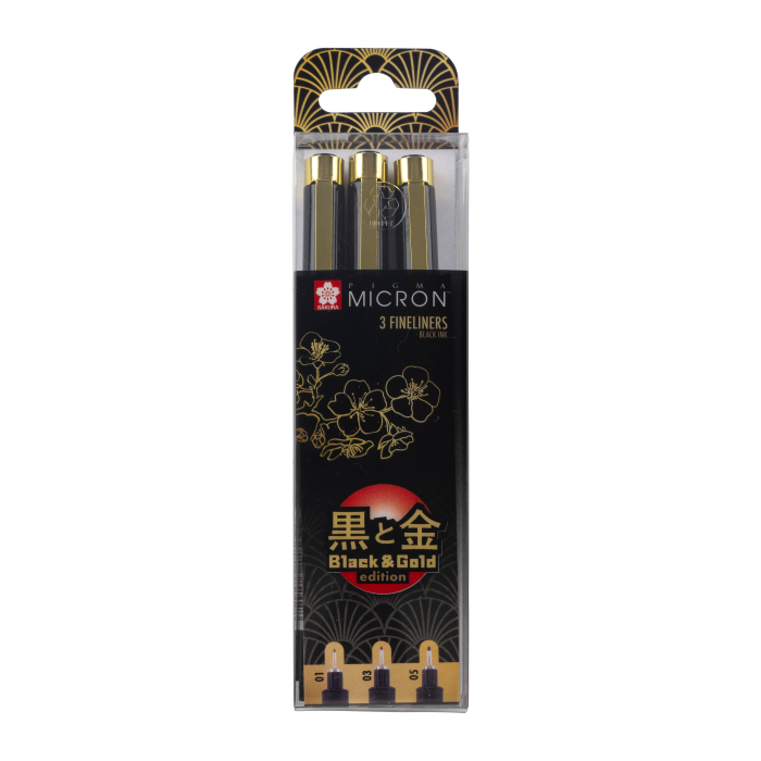 

Sakura Набор капиллярных ручек Pigma Micron Gold Limited Edition (0.25 мм 0.35 мм 0.45 мм) 3 шт., Набор капиллярных ручек Pigma Micron Gold Limited Edition (0.25 мм 0.35 мм 0.45 мм) 3 шт.