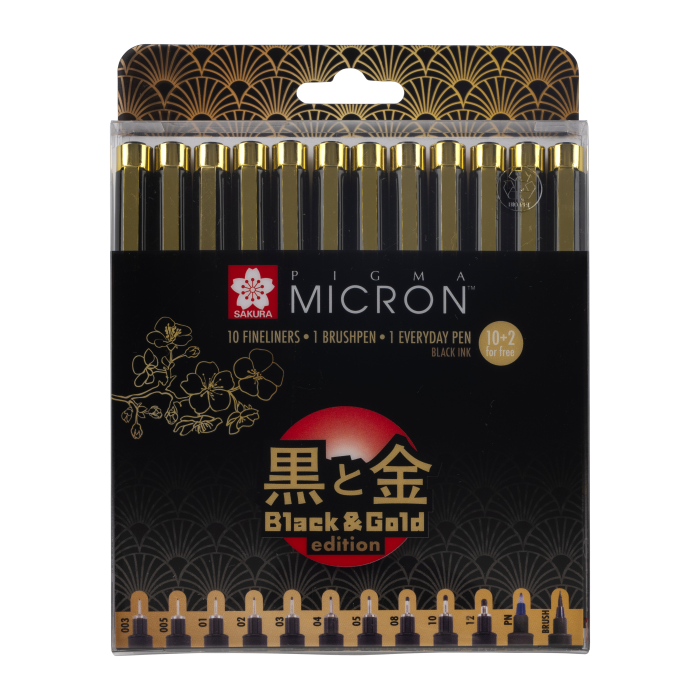 Sakura Набор капиллярных ручек Sakura Pigma Micron Gold Limited Edition 12 шт.