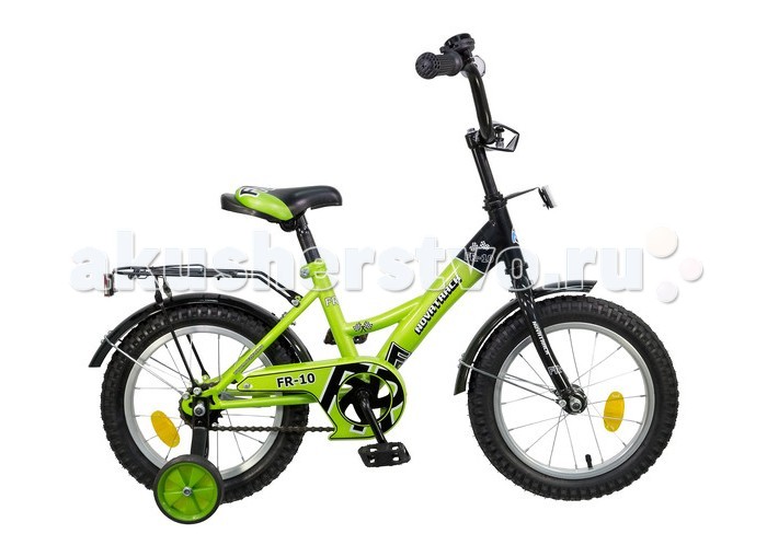 Велосипед двухколесный Novatrack Fr-10 14Fr-10 14 Велосипед двухколесный Novatrack Fr-10 14Fr-10 14Велосипед двухколесный Novatrack Fr-10 14 - это надежный велосипед для малышей 3-5 лет. Велосипед подойдет и начинающим гонщикам, так как в комплекте есть страховочные колеса. Высокое качество сборки не оставляет сомнения, что велосипед прослужит долго и без непредвиденных поломок, даже если ваш малыш будет гонять на нем ежедневно по несколько часов подряд. Особенности: стальная рама высода сидения и руля регулируется тормоз ножной цепь закрыта щитком система ограничения руля крылья удлиненные, расположены над обоими колесами, сделаны из металла, окрашены в тон рамы аксессуары: бакажник, 4 светоотражателя, звонок Диаметр колес: 14<br>