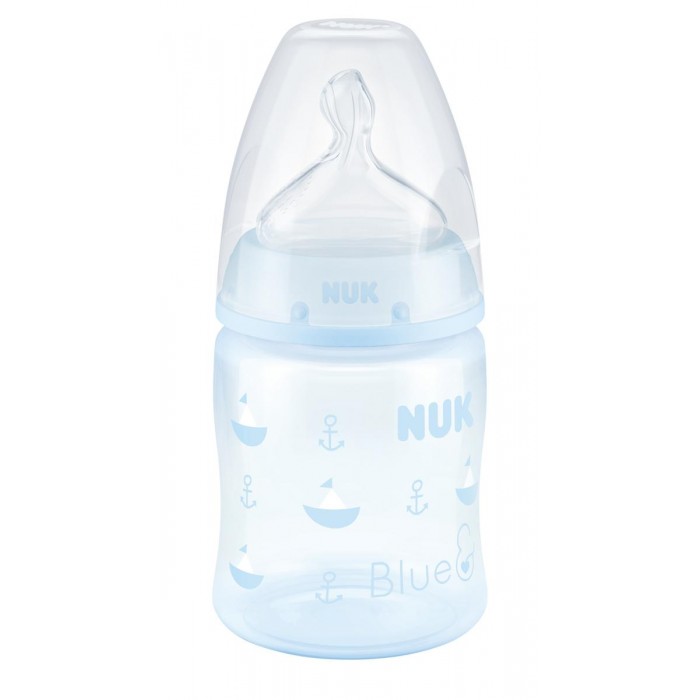 фото Бутылочка nuk baby blue лодки 150 мл силиконовая соска м