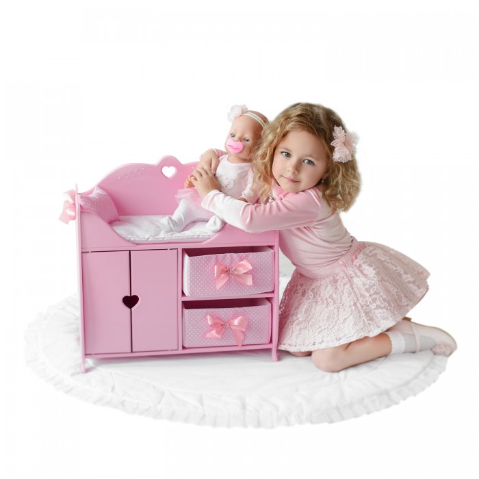 фото Кроватка для куклы paremo шкаф с постельным бельем