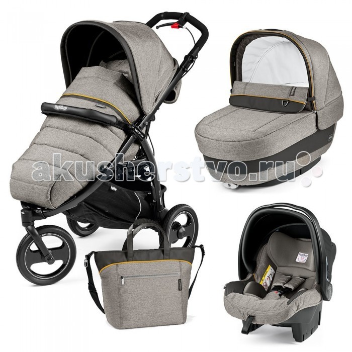 Коляска Peg-perego Book Cross 3 в 1Book Cross 3 в 1 Коляска Peg-perego Book Cross 3 в 1Book Cross 3 в 1Peg Perego Book Cross – это универсальная трехколесная коляска, созданная для активных родителей, которым нравится проводить много времени на свежем воздухе. Колеса Soft-Ride сделаны из ультрапрочного материала, а их неповторимая маневренность позволяет легко управлять коляской даже на самых сложных дорогах: неасфальтированных, ухабистых или заснеженных. Шасси Book Cross: Регулируемая по высоте ручка Ручка оснащена специальным нескользящим покрытием и функцией ручного тормоза Система барабанных тормозов Ножной стояночный тормоз, блокирующий два задних колеса Колеса съемные Переднее колесо поворотное (360 гр). Оснащено функцией переключения 2-х режимов (переключатель расположен на шасси) Широкий протектор обеспечит комфортное передвижение В разложенном состоянии: 114 х 63 х 107 см. В собранном состоянии: 91.8 х 63 х 46.5 см. Диаметр колес: 26.8 см. Вес шасси Book Cross: 10 кг Прогулочный блок Book Cross: Спинка раскладывается в нескольких положениях по высоте Спинку можно опустить в горизонтальное положение В капюшон коляски встроено смотровое окошко Большая и практичная корзина для покупок Для предотвращения случайного раскрытия коляска оснащена специальным фиксатором Центр тяжести прогулочной коляски позволяет легко и безопасно маневрировать на двух колесах Козырек, бампер и дождевик входят в комплектацию прогулочного блока Вес: 10 кг Габариты в разложенном виде: 63 х 107 х 114 см. Габариты в сложенном виде: 63 х 91.8 х 45 см. Люлька Navetta XL: для детей с рождения до достижения 9 месяцев и весом не более 10 кг сняв люльку с шасси можно использовать как качалку внутренняя обивка из гипоаллегренного материала регулируемый извне наклон спинки удобная ручка для переноски регулируемый капюшон с закрывающимся сетчатым окошком накидка на ножки легко устанавливается, компактно складывается Люлька с капюшоном: 87 х 45.5 х 67 см. Люлька со сложенным капюшоном: 87 х 45.5 х 35.5 см. Внутренний размер люльки: 28 х 21 х 66 см. Вес люльки: 5.3 кг. Автокресло: для детей с рождения до 1.5 лет и весом до 13 кг группа 0+ соответствует всем европейским нормам безопасности ECE-R44/04 широкое удобное сидение с анатомической накладкой внутренние ремни безопасности с мягкой обивкой регулируемый подголовник и спинка удобная ручка для переноски солнцезащитный капюшон улучшенная боковая защита размеры (ДхШхВ): 65×43×60 см вес: 3.8 кг В комплекте Коляски Peg-Perego Book Cross 3 в 1: Трех колесное шасси Book Cross Люлька Navetta XL Прогулочный блок с накидкой на ножки Автокресло-переноска Primo Viaggio SL Сумка для мамы (большая) Дождевик (только на прогулочный блок)<br>