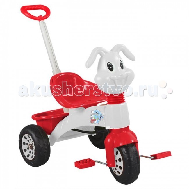 Велосипед трехколесный Pilsan Bunny с ручкойBunny с ручкой Велосипед трехколесный Pilsan Bunny с ручкойBunny с ручкойВелосипед трехколесный Pilsan Bunny с ручкой с педалями на переднем колесе. Руль украшен головой зайца. Глубокое сиденье создает необходимый уровень комфорта и безопасности. Также велосипед оснащен корзиной под сиденьем и музыкальной панелью с 5 мелодиями. Велосипед оснащен выдвижной ручкой родительского контроля, соединенной с рулевым управлением. Велосипед идеально подходит для прогулок во дворах и в парках. Легкость в использовании дает возможность малышу кататься самостоятельно. Велосипед Pilsan способствует развитию опорно-двигательного аппарата ребенка, укреплению суставов и координации в пространстве. Размеры: (шхдхв) 46.5х91х92 см. Среди огромного количества детских игрушек выгодно отличается продукция турецкой компании Pilsan, которая является лидером в производстве крупногабаритных игрушек для детей разных возрастов. Продукцию компании Pilsan характеризует высокое качество, недаром лозунг компании звучит как «Quality in Toys» - «Качество в игрушках». Продуманный дизайн, тестирование, обеспечение контроля на всех стадиях производства подтверждает слоган компании. Все игрушки, производимые компанией Pilsan, отличаются высоким качеством, безопасны, не содержат вредных материалов и красителей, для производства используется экологически чистый пластик.<br>