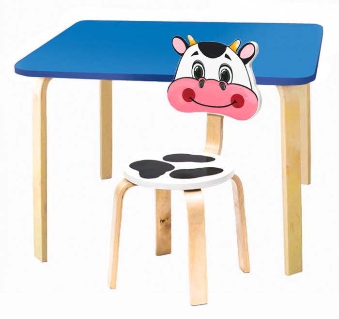 фото Polli Tolli Комплект детской мебели Мордочки с голубым столиком