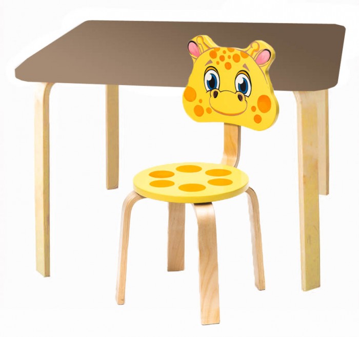 фото Polli Tolli Комплект детской мебели Мордочки с коричневым столиком
