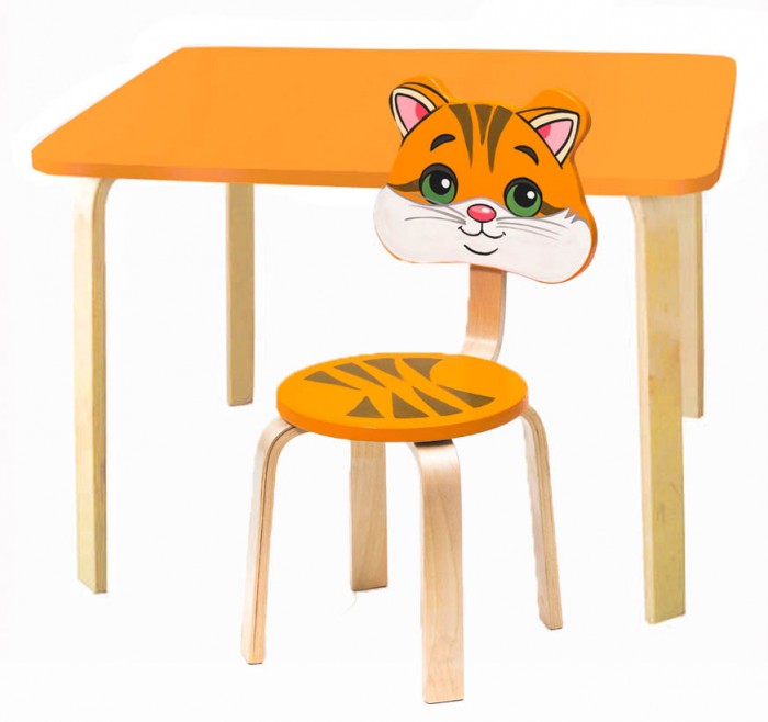 фото Polli Tolli Комплект детской мебели Мордочки с оранжевым столиком