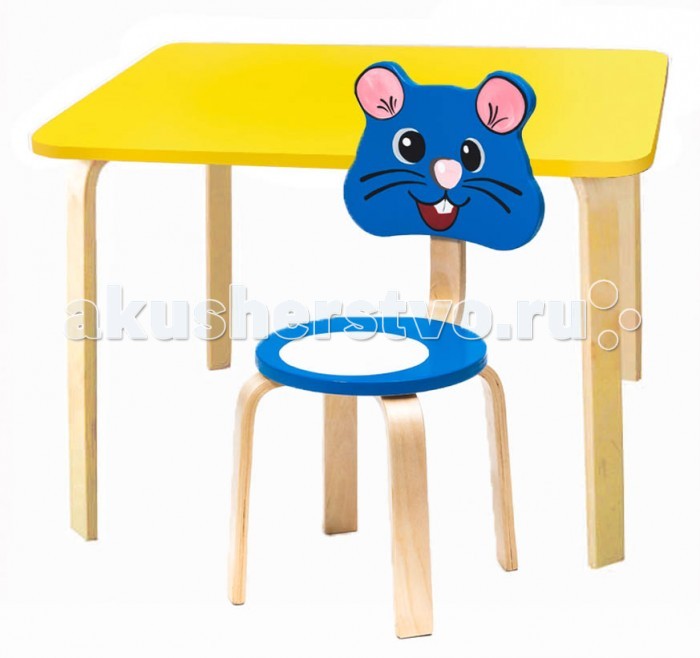 фото Polli Tolli Комплект детской мебели Мордочки с желтым столиком