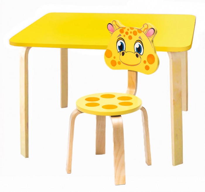 фото Polli Tolli Комплект детской мебели Мордочки с желтым столиком