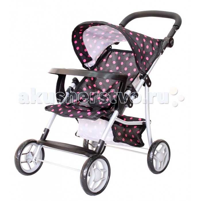 Коляска для куклы R-Toys 9366Т9366Т Коляска для куклы R-Toys 9366Т9366ТЛетняя складная коляска 9366Т с нежным рисунком. Уникальная особенность этой модели – поручень безопасности - столик с отверстием для бутылочки. Юная мама всегда сможет покормить куклу в долгой поездке. Эта модель - маленькая копия настоящей коляски для детей с регулируемой ручкой. Ручка из мягкого материала и меняется по высоте. Нажимая на кнопки по бокам ручки, Вы можете регулировать высоту ручки. Юная мама будет легко и просто управлять этой коляской на дороге. Уникальные колеса - они прорезиненные сверху, что дает плавность и мягкость хода. И конечно же, эти колеса не гремят по дороге. Коляска легко складывается. В нижней части коляски – багажная корзинка для игрушек. Прочная, непромокаемая ткань. Коляски для кукол – непременный атрибут игры в дочки-матери. Коляски для кукол от R-Toys являются маленькими многофункциональными копиями настоящих детских колясок. Кроме красоты и увлечения игрой, эти коляски способны решать серьезные воспитательные задачи, развивает много хороших качеств: заботу, внимание, ответственность и желание помогать родным. Играя в куклы и катая их в кукольных колясках, Ваши малыши берут на себя ответственность за своих воображаемых детей и проявляют себя с самых лучших сторон. Давайте задания своим детям, помогайте им познавать мир и учиться. Воспитывайте их в самых лучших традициях и результат не заставит себя долго ждать. Высота коляски – 57 см до капюшона. Высота ручки – 50-62 см.<br>