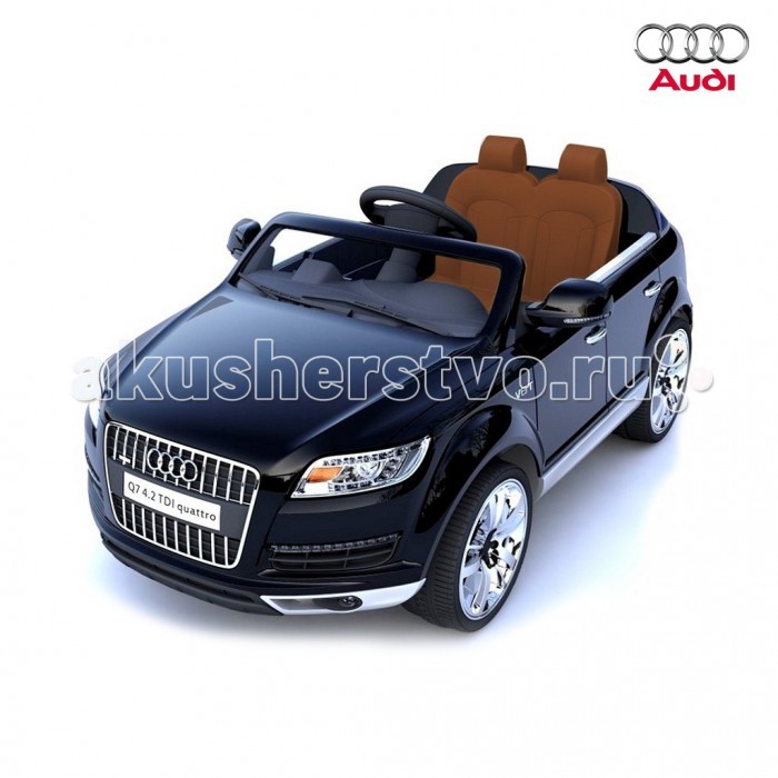 Электромобиль R-Toys Audi Q7Audi Q7 Электромобиль R-Toys Audi Q7Audi Q7Детский двухместный электромобиль AUDI Q7 по лицензии известного автоконцерна выполнен по стилю легендарного внедорожника AUDI Q7 Quattro. Двухскоростной джип с пультом радиоуправления для двоих детей. Отличие этой модели от других – мягкие колеса+чехол на сиденье из перфорированной экокожи. AUDI Q7 – одна из самых популярных моделей среди автолюбителей. Откройте для себя авто последнего поколения AUDI - изящный и роскошный! Все так реалистично выполнено: ветровое оргстекло, боковые зеркала, руль, диски, хромированная отделка, решетка радиатора, неоновая подсветка, реалистичная приборная панель в салоне- все повторяет настоящий автомобиль. Большие размеры автомобиля и два посадочных места позволят Вашему ребенку приглашать в поездку своих друзей. Благодаря встроенному FM-радио с авто-настройкой, MP3, с любимой музыкой Вам не придется скучать в дороге и катание превратится в веселую вечеринку. Электромобиль оборудован амортизаторами на колесах, что позволить плавно преодолевать любые неровности дорог, можно подниматься по горным дорожкам, ездить по гравию и камням, не бояться ям и кочек. Ремни безопасности сделают это катание максимально безопасным. Приводится в движение нажатием ногой на педаль – все как в настоящем авто. Едет вперед - назад, 2 скорости. Лицензия сыграла роль в профессиональной покраске электромобиля - все как на взрослых реальных автомобилях. Очень красивая автомобильная покраска с металлическим блеском будет необыкновенно переливаться на солнце. Покраска кузова защищена слоем лака, что придает блестящий вид или эффект металлика. Это шикарное покрытие придает автомобилю по-настоящему дорогой и солидный вид. Лицензионная копия Audi Q7 максимально приближена к своему оригиналу. Оборудовано кнопкой “Низкая скорость”/“Высокая скорость”, которая используется для изменения скорости движения транспортного средства на 3 км/ч и 7 км ч. Этот автомобиль оснащен разъемом для “USB”, а также слот для вставки “SD” карту. Обе функции позволяют добавлять свою собственную музыку прямо в машине. AUDI Q7 также имеет радиостанцию “FM”. Регулирование громкости осуществляется с помощью кнопки на приборной панели. Максимальная нагрузка 35 кг. Рекомендуется для детей от 3 до 8 лет. 2 мотора по 45W каждый, задний привод Аккумулятор 12Vх7АH 2 часа работы без подзарядки Зарядное устройство 12V 1000 mA, заряжает за 8-10 часов Звуковые эффекты: встроенные песни, звук мотора и т.д. Световые эффекты: фары, стопы, габариты, подсветка приборной панели Рады предлагать Вам такие игрушки для детей - игрушки, способные решать серьезные воспитательные задачи, помогающие взрослеть и учиться думать. Вождение электромобиля обостряет ум ребенка, заставляет анализировать действия, которые требуют внимания, ответственности, собранности и серьезности. Помогают обучиться управлению транспортным средством, правилам дорожного движения. Потому что в современном мире рано или поздно все дети повзрослев, сядут за руль настоящего автомобиля. Они никогда не забудут свой первый автомобиль. Только не забудьте пристегнуть ремни безопасности.<br>