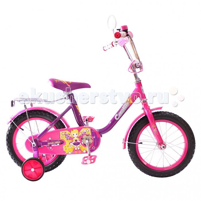 Велосипед двухколесный R-Toys BA Camilla 14BA Camilla 14 Велосипед двухколесный R-Toys BA Camilla 14BA Camilla 14Двухколесный велосипед BA Camilla 14 с боковыми колесами на усиленных кронштейнах. Ребенку проще привыкнуть к габаритам двухколесной модели, если она имеет дополнительные колесики для устойчивости. Когда рулевое управление будет доведено до совершенства, можно переходить к тренировкам поддержания равновесия на велосипеде без боковых колес. Особенности велосипеда: прочная стальная рама стойкое антикоррозийное покрытие рамы удлиненные стальные крылья обод стальной руль ВМХ, по центру - мягкая накладка съемные боковые колеса с жесткой прорезиненной поверхностью усиленный кронштейн боковых колес надувные 14-дюймовые колеса на подшипниках количество скоростей - 1 защитный кожух на велоцепи тормоз задний ножной багажник-хром зеркало заднего вида на гибкой ножке звонок на руле<br>