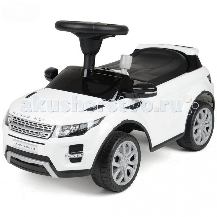 Каталка R-Toys Land Rover Evoque свет/звукLand Rover Evoque свет/звук Каталка R-Toys Land Rover Evoque свет/звукLand Rover Evoque свет/звукКаталка R-Toys Land Rover Evoque свет/звук В раннем возрасте ребенку очень сложно долгое время сидеть на одном месте, поэтому он предпочитает передвигаться на различных видах детского транспорта. Но намного интереснее крохе будет поражать окружающих своей яркой каталкой, напоминающей шикарный автомобиль. Особенности: Стильный дизайн этой каталки непременно привлечёт внимание детей, ведь она очень похожа на настоящий автомобиль марки Land Rover Evoque. Корпус изделия, светящиеся во время езды фары и радиаторная решетка добавляют транспортному средству дополнительную реалистичность. Малыш самостоятельно будет приводить каталку в движение, крутя руль и отталкиваясь ножками. А поднимать настроение крохе во время поездки будет музыкальное сопровождение, предусмотренное в данной модели, которое активируется нажатием кнопки на руле. Выполненные из прорезиненного пластика широкие колеса дополнены глубокими рельефными протекторами, обеспечивающими повышенную проходимость. Оптимальный (неполный) угол поворота колес сделает езду одновременно безопасной и манёвренной. Форма сиденья с бортиком в задней части выполнена с учетом анатомии детей, а рельефные узоры на нем помогут крохе не соскальзывать. Устойчивая конструкция каталки не позволит ей перевернуться во время катания, а выступающие наружу широкие края защитят ездока от брызг. Рама изделия выполнена из пластика повышенной прочности, которому не страшны удары, и он не деформируется при столкновении с препятствием. Каталка станет любимым средством передвижения ребёнка на прогулке, а также поможет ему научиться управлять своим телом и поддерживать равновесие. Размер 66х30 от пола до руля 32 см до сиденья 24 см Максимальная весовая нагрузка: 20 кг<br>