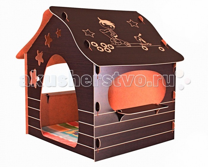 R-Toys Игровой домик Mouse HouseИгровой домик Mouse House R-Toys Игровой домик Mouse HouseИгровой домик Mouse HouseИгровой домик R-Toys Mouse House-это не просто домик, это большая разукрашка - рисовать можно везде и всем: мелками, карандашами, фломастерами и красками! Но самое ценное в том, что все нарисованное можно стирать тряпочкой и рисовать заново. А еще есть 2 широких подоконника на окнах в домике, на которых можно расположить листок и тоже рисовать. Эти функциональные особенности домика позволят детям увлеченно проводить время. Все панели домика с одной стороны покрыты ламинированным слоем “под дерево”, имитирующим фактуру древесины. Поверхность можно легко протирать. С другой стороны, которая находится внутри домика, поверхность выглядит как гладкий картон. Эту поверхность также легко протирать. Все детали домика идеальны по форме- они вырезаны автоматическим способом ларезной резки и имеют идеальные края. Вашему малышу занозы не страшны. Четкая лазерная резка деталей создает безопасные торцы. Все края и выступающие части домика разработаны с учетом безопасности и скруглены для полной безопасности. Система сборки CLICK собирается как конструктор “без единого болта”, в течении нескольких минут. Все элементы домика соединяются между собой по системе “До щелчка”. Вставьте деталь в пазы и зафиксируйте. Инструменты не нужны! Сборка/разборка домика не требует специальных профессиональных навыков. Собрать домик MOUSE HOUSE сможет и мама. Конструкция очень устойчива, но при этом легка и мобильна. В разобранном виде все детали домика- это небольшая стопка листов МДФ высотой чуть более 10 см. Очень удобно при хранении- занимает очень мало места. У домика - два больших овальных окна с широкими подоконниками. Дверь красиво обрамлена большими прозрачными звездами, которые при попадании света на них как трафарет отражаются на внутренней стене домика. Ваш малыш может обрисовать эти звезды и разукрасить их. А каким волшебным домик становится вечером, если поместить в него ночник. Это магия! Одна из важных особенностей домика MOUSE HOUSE в том, что его можно хранить в разобранном виде и собирать только на несколько часов. А переместить домик из одного места в другое не составит большого труда. Это очень удобно в небольших квартирах. А в больших загородных домах и дачах, домик MOUSE HOUSE станет центром внимания. Оригинальный дизайн и шоколадный цвет MOUSE HOUSE сделают домик ярким элементом игровой площадки и незаменимым атрибутом игровой комнаты.<br>