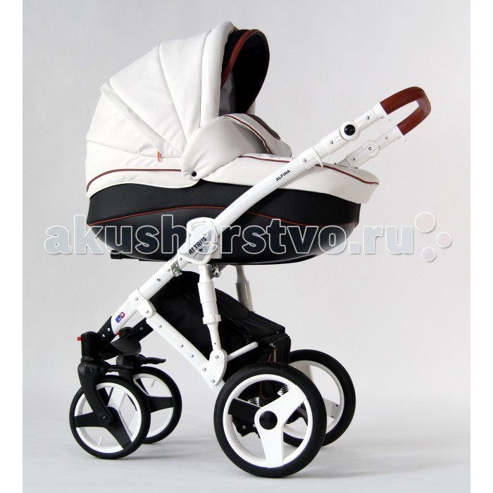 Коляска Retrus Alpina 3 в 1Alpina 3 в 1 Коляска Retrus Alpina 3 в 1Alpina 3 в 1Коляска Retrus Alpina 3 в 1 предназначена с рождения и до трех лет. Коляска Ретрус Альпина имеет раму и три блока: люлька, прогулочный блок. Коляска выполнена со всеми экологическими нормами (ручки обшиты эко-кожей, сменные блоки из натуральных тканей с пропиткой). Коляска легко складывается, механизм сложения - книжка. Сменные блоки легко и надежно крепятся на шасси. Высота ручки регулируется. Коляска имеет оригинальный неповторимый дизайн и представлена в различных модных расцветках. С такой коляской вы будете ловить восхищенные взгляды и наслаждаться легкостью дороги, а ребенок - комфортом и уютом. Особенности коляски Retrus Alpina 3 в 1: Прогулочный блок устанавливается в двух направлениях: спиной и лицом к маме Обивка и матрац изготовлены из х/б ткани Вентиляционное окошко закрытое москитной сеткой Большие надувные колеса улучшают проходимость коляски по любым дорогам Колеса не имеют камер, а значит их невозможно пробить/перекачать, благодаря новой разработке, где внутри колеса залит эластичный вспененный материал. Оригинальный дизайн коляски Передние колеса поворотные, с возможностью фиксации Блокировка поворотных колес Регулируемая подножка 5-точечные ремни безопасности в прогулочном блоке Рама: алюминиевая Ручка: кожаная, регулируемая по высоте Механизм складывания: книжка Автокресло имеет европеейское удостоверение ECE R44/04 Автокресло устанавливается с помощью адаптера 3-точечные ремни безопасности Регулируемая ручка Отстегиваемый козырек Чехол для ножек Дополнительная вкладка для новорожденного Регулируемая высота ремней безопасности Возможность стирки чехла Вес с люлькой: 12 кг Вес с прогулочным блоком 11.5 кг Размеры люльки снаружи (д x ш) 88 x 52 см, глубина 28 см, Ширина шасси 58 см В комплект входит коляски Retrus Alpina: люлька прогулочный блок Автокресло 0+ сумка накидка на ноги (для прогулочного блока) корзина для покупок матрац москитная сетка и дождевик<br>