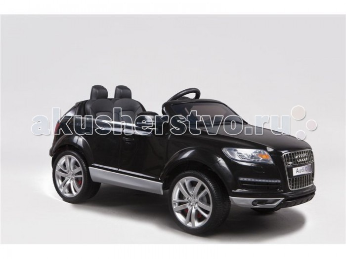 Электромобиль RiverToys Audi Q7Audi Q7 Электромобиль RiverToys Audi Q7Audi Q7Электромобиль RiverToys Audi Q7 создан для комфортных поездок по городским улицам и парковым дорожкам. Маневренный и быстрый - отличное сочетание для любителей настоящей скорости. Электромобиль отличается салоном повышенной комфортности. Удобное, мягкое кожаное сидение позволяет расположиться с максимальным комфортом и проводить много времени играя и катаясь. Особенности: Лицензионная модель, дизайн которой основан на дизайне автомобиля Audi Q7. Просторная внутри и большая снаружи - внушительный электромобиль для первоклассных водителей. Легко преодолеет и городскую улицу, и парковые дорожки. Два мотора обеспечивают отличный ход машинки. Качественные амортизаторы не дадут усомниться в выборе электромобиля, при катании по неровной дорожной поверхности. Резиновые колеса обеспечивают отличное сцепление с дорожным покрытием. Электромобиль способен развивать скорость до 7 км/ч. Оснащен одной скоростью для движения вперед и одной задней скоростью. Плавный разгон исключает скачки машины при старте. Педали газа и тормоза совмещены в одной, что облегчает управление. Электромобилем можно управлять двумя способами: из салона или с помощью пульта дистанционного управления. Индивидуальный пульт дистанционного управления позволяет управлять машинкой с расстояния свыше 30 метров: ехать вперед-назад, поворачивать и тормозить. Пульт дистанционного управления работает через интерфейс Bluetooth. Электромобиль оснащен отличной системой подсветки: помимо фар, кузов оснащен подсветкой из светодиодов. Боковые зеркала позволяют отлично ориентироваться на дороге. Высокие бортики не дадут ребенку выпасть из машинки во время катания. Просторный салон и эргономичное кресло из пластика. Сидение оснащено поясным ремнем безопасности. Руль удобен в обхвате и оснащен кнопками для включения звуковых эффектов. Электромобиль заводится с помощью кнопки. На приборной панели расположены специальные разъемы (USB и AUX) и слот для SD card, через которые можно подключать цифровые носители (смартфон, МР3 плеер, планшет или Micro SD) и слушать музыку. Индикатор заряда аккумулятора оснащен дисплеем, на котором видно сколько заряда осталось до следующей подзарядки. Аккумулятор: 12V 7Ah. Кол-во моторов: 35Wх2. Коробка передач: автомат. Скорость движения назад: 3 км/ч. Амортизаторы. Свет фар: передние и задние. Дополнительные световые эффекты: диодная подсветка фар. Пульт Д/У: есть, работает через интерфейс Bluetooth. Индикатор заряда аккумулятора: есть, цифровой. Время беспрерывной работы: до 2 часов. Время зарядки аккумуляторов: 8-10 часов.<br>