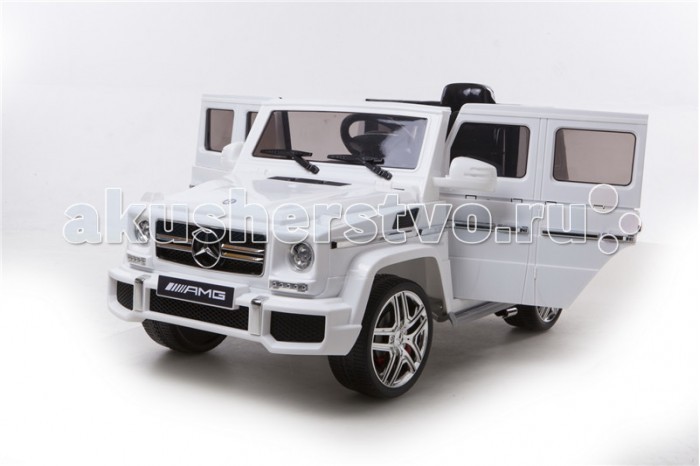 Электромобиль RiverToys Mercedes-Benz G63Mercedes-Benz G63 Электромобиль RiverToys Mercedes-Benz G63Mercedes-Benz G63Электромобиль RiverToys Mercedes-Benz G63 за считанные секунды сделает любую прогулку увлекательной и веселой. Тысячи разных игр и километры дорог совмещены в прочном и качественном джипе. Электромобиль оснащен всем самым необходимым и для непосредственного катания, и для игр. С первых минут, ребенку будет интересно просмотреть и проверить каждую функцию, которых достаточно много в данной модели. Кожаное кресло, широкие открывающиеся двери, просторный салон, каучуковые колеса, автоматическая коробка передач - достоинства электромобиля можно перечислять бесконечно. Особенности: Лицензионная копия автомобиля марки Mercedes Benz. Красивый, реалистичный дизайн. Электромобиль обладает отличной маневренностью и удивительной устойчивостью. Каучуковые колеса помогают с легкостью преодолевать любые препятствия, а амортизаторы обеспечивают комфортную поездку по неровной дорожной поверхности. Электромобилем можно управлять не только из салона, но и с помощью пульта дистанционного управления. Индивидуальный пульт дистанционного управления подключается через интерфейс Bluetooth и работает на расстоянии свыше 30 метров. Пульт дистанционного управления позволяет полностью управлять электромобилем: ехать вперед и назад, поворачивать и тормозить. Свет фар позволяет обезопасить ребенка при катании в темное время суток. Боковые зеркала позволяют ориентироваться на дороге. Джип выполнен на качественном металлическом каркасе и оснащен корпусом из полипропилена. Широкие открывающиеся двери с имитацией боковых стекол. Двери открываются максимально широко, что позволяет с комфортом садиться в салон. Двери оснащены специальными фиксаторами, которые не дадут им открыться во время катания. Удобное кожаное кресло выполнено из искусственной кожи коричневого цвета. Кресло оснащено надежным поясным ремнем безопасности. Достаточно большое расстояние от руля до сидения. Нескользящий руль с удобным обхватом. Подсветка приборной панели. Электромобиль включается с помощью кнопки. Индикатор заряда аккумулятор оснащен цифровым дисплеем, на котором можно увидеть сколько заряда осталось до подзарядки. Настоящая цифровая магнитола с FM радио. Подключайте планшет, смартфон, МР3 плеер и Micro SD через специальные разъемы и слоты (AUX, USB, SD card), и наслаждайтесь любимой музыкой. Джип оснащен коробкой автомат, которая не требует переключения скоростей для увеличения скорости движения вперед. Развивает скорость до 7 км/ч. Оснащен двумя скоростями для движения вперед и одной задней скоростью. В данной модели, газ и тормоз совмещены в одной педали: газ-нажатие, тормоз-отпускание. Ремни безопасности: поясной. Аккумулятор: 12V 7Ah. Кол-во моторов: 35Wх2. Коробка автомат: есть. Скорость движения вперед: две, до 7 км/ч. Скорость движения назад: 3 км/ч. Свет фар: передние и задние. Дополнительные световые эффекты: подсветка приборной панели. Пульт Д/У: есть, работает через интерфейс Bluetooth. Индикатор заряда аккумулятора: есть, цифровой. Время беспрерывной работы: до 2 часов. Время зарядки аккумуляторов: 8-10 часов.<br>