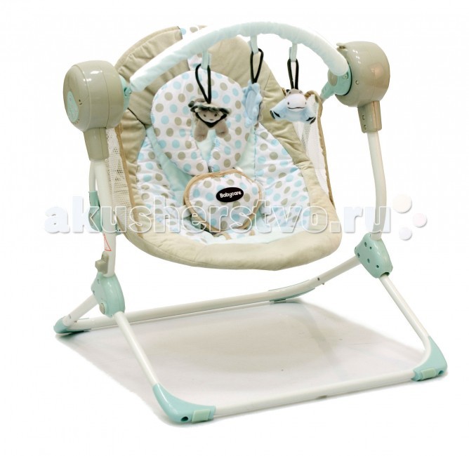 Электронные качели Baby Care BalancelleBalancelle Электронные качели Baby Care BalancelleBalancelleЭлектронные качели Baby Care Balancelle Новые стильные электронные качели для новорожденных Balancelle от Baby Care предназначены для детей до 9 кг. Качели легко складываются одной рукой, суперкомпактны и отлично приспособлены для хранения и транспортировки. Качели оснащены музыкальным блоком с таймером. Блок проигрывает 16 мелодий на 2-х уровнях громкости. Имеется 5 скоростей укачивания. В комплекте съемная дуга с 3-мя игрушками. Обивка качелей легко снимается для чистки. Для безопасности качели оснащены 5-точечными ремнями. По краям обивки имеется защитная сетка. Особенности: музыкальный блок работает от батареек; 2 положения регулировки наклона спинки; 16 мелодий, 2 уровня громкости; дуга с игрушками; 5-точечные ремни безопасности Размеры и вес: Размеры качелей: 50x61x60 см Размеры сидения: 48x68 см Вес: 3,2 кг Вес упаковки: 10,8 кг Возраст: от рождения до 8-9 месяцев. Максимальная нагрузка: 9 кг.<br>