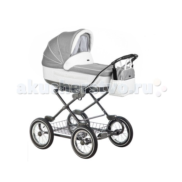 Коляска Roan Marita Prestige 2 в 1Marita Prestige 2 в 1 Коляска Roan Marita Prestige 2 в 1Marita Prestige 2 в 1Коляска Roan Marita 2 в 1 представлена в двух вариантах: ткань и экокожа. Roan Marita Prestige целиком выполнена из «экокожи» Ecosense. В производстве Ecosense не применяется ПВХ, она не имеет запаха, морозоустойчива и гораздо устойчивее к истиранию и старению по сравнению с натуральной кожей. Ecosense проста в уходе, легко чистится. В отличие от классического варианта Roan Marita, модель Prestige имеет целиком хромированную раму, большую стильную сумку для мамы. Люлька Люлька представляет собой литой пластиковый короб, выполненный из прочного пластика. Оборудована спинкой с возможностью регулировки в 5 положениях. Для отвода естественной влаги в днище люльки предусмотрены вентиляционные отверстия. Капюшон люльки складывается и имеет 4 положения. Внутренние борта съемные, утепленные, выполнены из 100% хлопка. В боковых кармашках предусмотрены ручки для переноски. Накидка на люльку крепится кнопками. В комплекте идет матрасик (1 сторона - кокос, 2 сторона - войлок). На днище имеются полозья для качения люльки на плоской поверхности, а также выдвигаемые ножки для жесткой установки люльки. Прогулочный блок Прогулочный блок устанавливается либо лицом по ходу движения, либо лицом к маме. Наклон спинки блока регулируется одним нажатием, есть положение раскладывания до 180°. Для безопасности ребенка во время движения предусмотрены пятиточечные ремни безопасности и оградительный бампер. Комплектуется дополнительным утепленным чехлом на ножки. Капюшон для прогулочного блока подходит от спальной люльки. Рама, ручка, колеса Рама повышенной амортизации, материал - хромированная сталь. Оснащена съемной металлической корзиной для продуктов (игрушек). Рама складывается одним нажатием клавиши на ручки, от случайного складывания снабжена предохранительным кольцом. Колеса хромированные, имитация - резина. Оснащены стояночным ножным тормозом. Ручка рамы регулируется нажатием одной клавиши и имеет 3 положения. Первое положение нижнее- 102 см от пола. Второе положение верхнее-110 см от пола. Третье положение в лифте- ручка уходит максимально вперед к капюшону позволяя уменьшить длину коляски и поместиться одному взрослому человеку в маленьком лифте. От случайного складывания рамы предусмотренно стопорное кольцо. Ручка имеет вставку антишок. Колеса поставляются с черными шинами. Комплектуется 14-дюймовыми хромированными колесами. В комплекте: спальная люлька (сама люлька, съемные утепленные борта,капюшон, накидка) прогулочный блок (сам блок, капюшон, накидка на ножки, съемный бортик) ортопедический матрасик с простыней металлическая корзина для продуктов рама, колеса сумка для мамы инструкция по эксплуатации на русском языке Особенности: Вес в сборе - 15 кг Вес прогулочного блока - 4.5 кг Вес люльки - 5 кг Размер люльки - 82 x 37 см Размер прогулочного блока - (высота спинки-50 см, ширина-34 см, глубина-24 см) Рама разложена - 60x82x108 см Рама сложена - 60x41x94 см Тип колес - литой каучук<br>