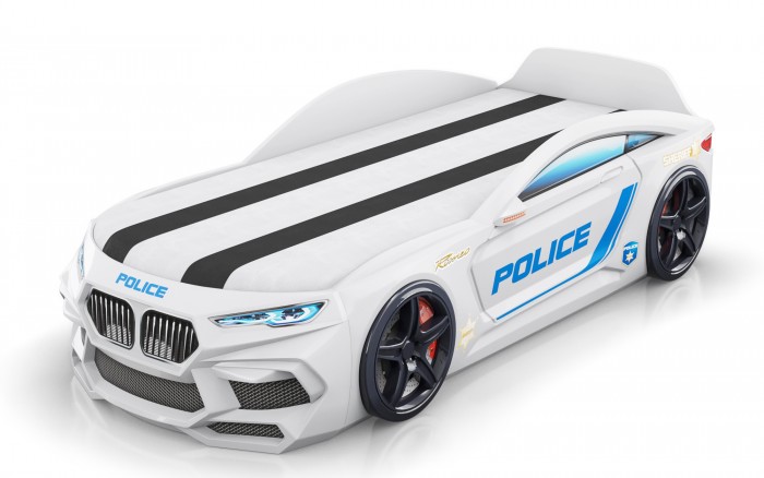 Кровати для подростков Romack машина Romeo-M Полиция с ящиком и экоматрасом