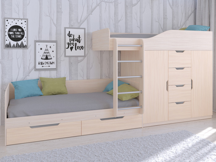 Кровати для подростков РВ-Мебель двухъярусная Астра 6 (дуб молочный)