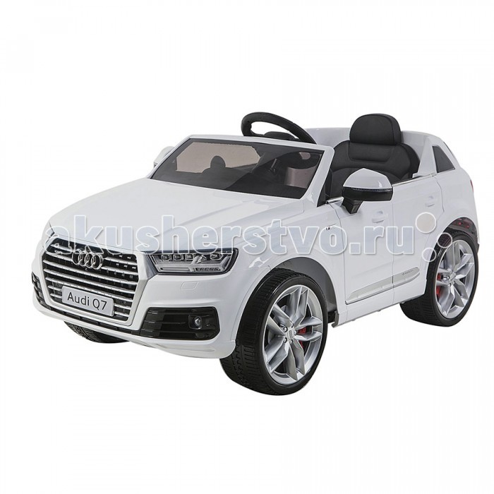 Электромобиль Shine Ring Audi Q7 12V/10AhAudi Q7 12V/10Ah Электромобиль Shine Ring Audi Q7 12V/10AhAudi Q7 12V/10AhShine Ring Электромобиль Audi Q7 12V/10Ah SR159 Электромобиль Audi Q7 выполнен в лучших традициях джипов для детей. Это копия, напоминающая реалистичный автомобиль, изготовленный по лицензии немецкого автоконцерна. Лучшие ходовые качества, возможность дистанционного управления и мультимедийное сопровождение поездки. Ваш малыш будет вовлечён в мир современного автопрома, интересного катания и времяпрепровождения на свежем воздухе. Используйте Audi Q7 везде где хотите. Этому джипу не страшны бездорожье, ухабы, газоны, грунт и даже гравий. Просторный салон, удобное кресло, обеспечат даже рослым водителям непревзойдённый комфорт и удобство, позволяя кататься долгие часы напролёт. Технические характеристики: Посадочных мест: 1. Колёса: резиновые, не надувные, с протекторами. Амортизаторы: есть, на переднюю и заднюю ось. Сиденье: пластмассовое, с цельной спинкой и сдвоенным подголовником. Ремень безопасности: поясной. Двери: нет. Багажник: нет. Кол-во моторов: 2, мощностью по 35 ватт. Привод: задний. Аккумулятор: 12V7Ah*1. Индикатор заряда АКБ: нет. Скорости движения вперёд: две, от 3 до 7 км/ч. + плавный разгон. Скорость движения назад: одна, до 3 км/ч. Способ переключения скоростей: рычаг коробки передач на приборной панели. Пульт Д/У: индивидуальный, функционирует через Bluetooth интерфейс на расстоянии свыше 50 метров. Аудио магнитола: есть, цифровая, оснащена FM радио и USB/SD/Aux разъёмами. Воспроизведение музыки: через встроенные динамики. Свет фар: передний и задний + диодные огни + подсветка приборной панели. Время беспрерывной работы: до 2 часов. Время заряда батарей: от 8 до 10 часов. Максимальная нагрузка: 30 кг. Размер электромобиля: 130 x 65 x 56 см<br>