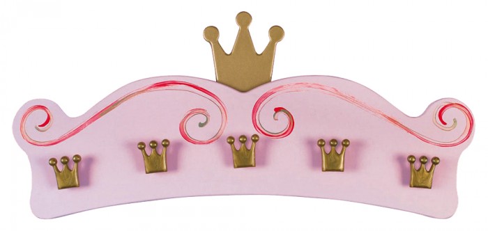 Spiegelburg Вешалка настенная PrinzessinВешалка настенная Prinzessin Spiegelburg Вешалка настенная PrinzessinВешалка настенная PrinzessinSpiegelburg Вешалка настенная Prinzessin На эту вешалку можно повесить свои самые красивые платьишки и наряды. На ней есть 5 крючков для одежды и сумок, а наверху красуется настоящая корона. Узоры на вешалке расписаны вручную. Размер: 70 х 30 х 6 см<br>