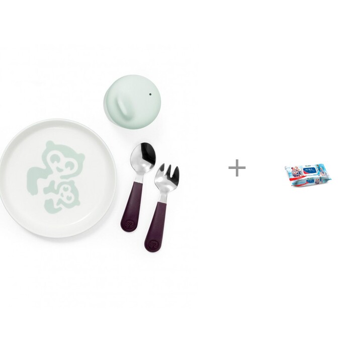 Stokke Комплект посуды Munch Essentials и Влажные салфетки Aura 120 шт. шт 1149056
