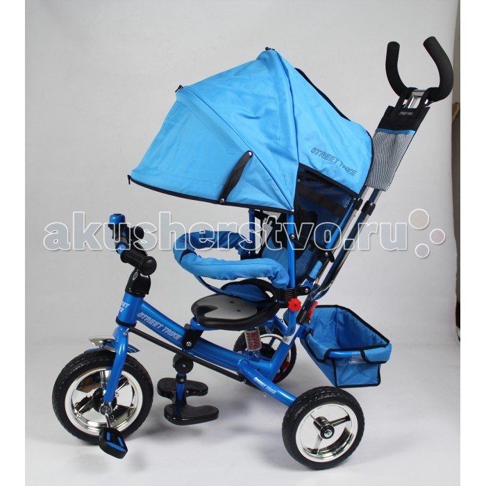 Велосипед трехколесный Street trike A03A03 Велосипед трехколесный Street trike A03A03Велосипед трехколесный Street Trike A03 с ручкой толкателем и капюшоном. Все велосипеды торговой марки разработаны для детей от полутора до трех лет. Особенности: защитный разъёмный поручень максимальная нагрузка 25 кг cпинка с регулировкой угла наклона, 3 положения дополнительный кармашек, который крепится на ручке управления две мягкие подушечки на спинке удобные, не проскальзывающие педали из рифленого пластика металлическая хромированная ручка хромированные пластиковые диски эргономичное и удобное сиденье с мягкой тканевой подушкой складывающиеся подножки складывающийся двухсегментный капюшон со смотровым окошком возможность блокировки задних колеса тканевая багажная корзина для вещей и игрушек стильный звонок колеса из мягкого ПВХ дополнительная центральная амортизирующая пружина под сидением. В конструкции велосипедов учтены все потребности растущего ребенка. Каждая модель легко трансформируется из почти коляски в полновесный трехколесный велосипед.<br>