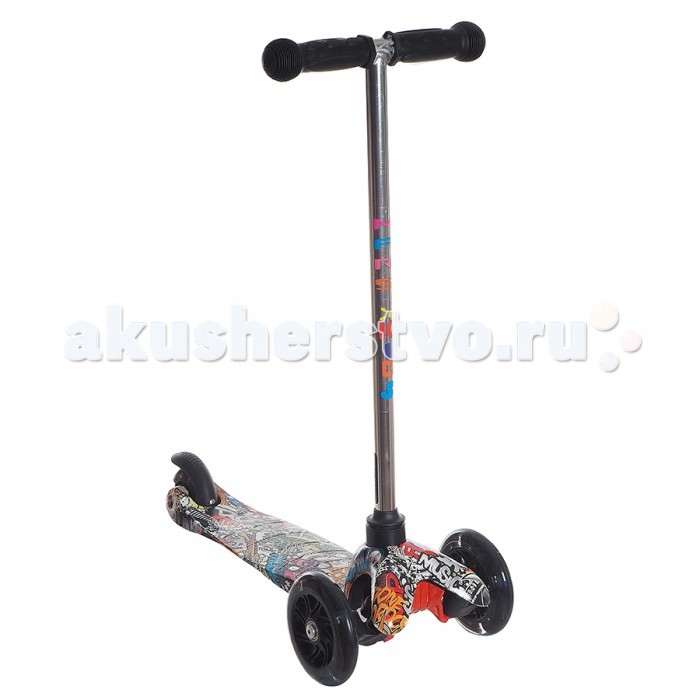 Трехколесный самокат Suncolor Mars Kids Maxi Light складной граффитиMars Kids Maxi Light складной граффити Трехколесный самокат Suncolor Mars Kids Maxi Light складной граффитиMars Kids Maxi Light складной граффитиТрехколесный самокат Suncolor Mars Kids Maxi Light складной граффити со сдвоенными передними колесами. Легкая и надежная модель, самокат очень устойчив и подойдет детям с 3-х лет. Широкая платформа, самокат трехколесный, 2 колеса спереди, Регулируемая высота руля Особенности: Размер в собранном виде: 57 x 23 x 90 см Телескопическая алюминиевая ручка руля Материал корпуса: пластик + нилон Размер платформы (ДхШ): 34 х 13.5 см Передние колеса: 120 х 30 мм, прозрачный полиуретан, светодиоды (светятся в темноте) Двойные задние колеса: 76 мм, прозрачный полиуретан, светодиоды (светятся в темноте) Подшипники: Abec-5 Цветная подарочная упаковка Возраст: 3+ Максимальная нагрузка: 50 кг Материал: пластик, алюминий. Обращаем Ваше внимание, что расцветка граффити. Это значит, что рисунок будет максимально похож на тот, который указан на сайте, но может слегка отличаться и не будет повторять рисунок точь в точь.<br>
