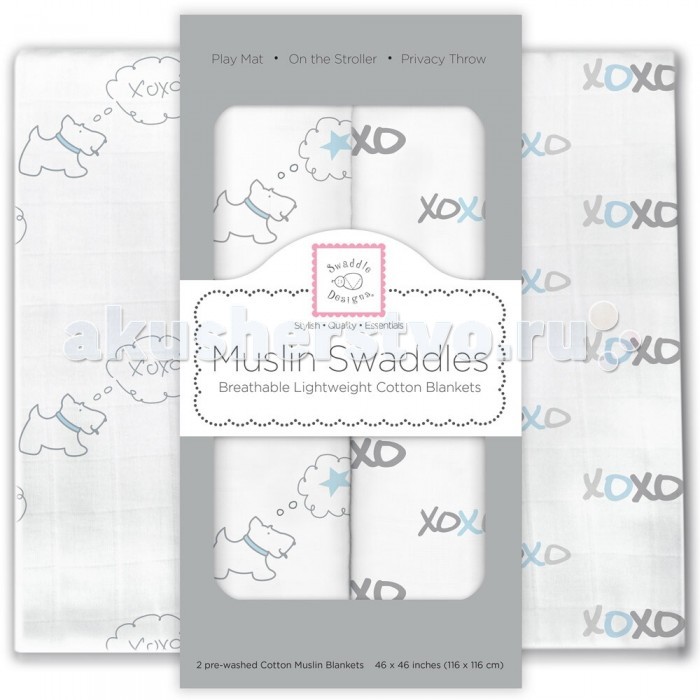Пеленка SwaddleDesigns муслиновая комплект 2 шт.муслиновая комплект 2 шт. Пеленка SwaddleDesigns муслиновая комплект 2 шт.муслиновая комплект 2 шт.2 муслиновые пеленки SwaddleDesigns из 100% хлопкового муслина с разными рисунками в подарочной упаковке. На пеленках имеется пошаговая инструкция, для удобства пеленания. Размер 118x118 см, подходит для пеленания даже крупного малыша, пеленку удобно использовать для разных целей: как покрывало для коляски, салфетки, простынки, одеяльца и многое другое. Муслиновые пеленки SwaddleDesigns выполнены из хлопкового муслина премиум-класса. В процессе производства ткань проходит специальную обработку, пеленки становятся невероятно мягкими и воздушными, ткань не деформируется во время использования, цвета не линяют. Уход. Машинная стирка при 40С, деликатный отжим. Рассчитаны на длительное ежедневное использование. Не требуется кондиционер и другие смягчающие средства для стирки. Можно использовать пятновыводитель без хлора. Не теряет форму и не деформируется со временем, чем больше стирок тем воздушнее пеленка.<br>