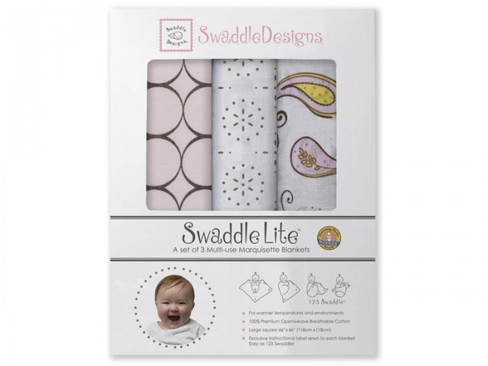 Пеленка SwaddleDesigns SwaddleLite Modern комплект 3 шт.SwaddleLite Modern комплект 3 шт. Пеленка SwaddleDesigns SwaddleLite Modern комплект 3 шт.SwaddleLite Modern комплект 3 шт.Комплект пеленок SwaddleDesigns SwaddleLite Modern для новорожденного в красивой фирменной упаковке, состоит из трех легких пеленок серии Marquisette SwaddlingBlanket. Особенности: Легкие, дышащие из мягкого хлопка маркизет. Эти волшебные пеленки действительно помогают новорожденным спать сном младенца. Замечательный вариант для теплого времени года и дома. Легко следовать инструкции пеленания пришитой к пеленке. Оптимальный, большой размер пеленки 120*120 сантиметров! Ваш ребенок не вырастет быстро из пеленки. Многофункциональные и универсальные. Используйте для пеленания, как легкое одеяло, солнечный козырек, накидку для кормления грудью, при болях в животике. Эту пеленку вы будете использовать на протяжении нескольких лет и не пожалеете о покупке. Дизайн разработан медсестрой Линетт Дамир. Победитель множества наград. Лауреат премии Великий дар (Award Winner Great Gift). Рекомендованы педиатрами и мамами во всем мире. Состав 100% хлопок маркизет, высшего качества<br>