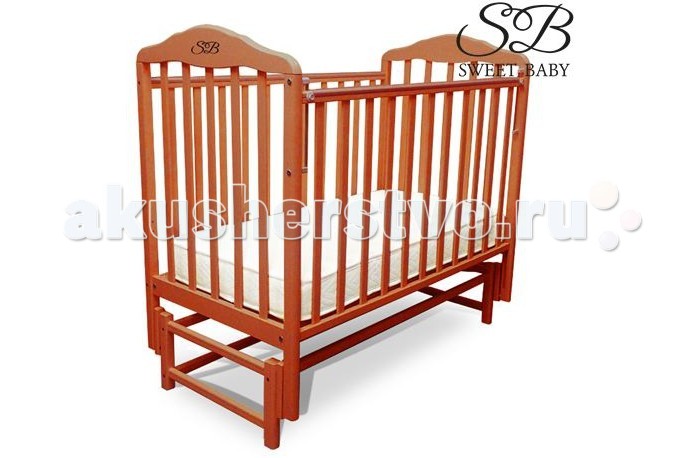 Детская кроватка Sweet Baby Giuliano продольный маятникGiuliano продольный маятник Детская кроватка Sweet Baby Giuliano продольный маятникGiuliano продольный маятникДетская кроватка Sweet Baby Giuliano сочетает в себе изысканный дизайн и надежность. Кроватка изготовлена из натуральной древесины бука, являющимся одним из лучших и безопасных материалов детской мебели. Для окраски кроватки применяются лаки, не содержащие вредные для здоровья ребенка вещества. Массив березы является главной составляющей детской кровати Sweet Baby за счет свойств породы натурального дерева продлевается срок службы,отсутствуют вредные испарения и посторонние запахи,поэтому гарантирована гипоаллергенность и безопасность. Особенности: маятниковый механизм продольного качания позволяет комфортно и безопасно укачивать малыша опускающаяся боковая стенка, механизм опускания - кнопка маятниковый механизм легко демонтируется и кроватка прочно стоит на ножках ортопедическое ложе 2 уровня положения ложа по высоте хорошо вентилируемое реечное дно<br>