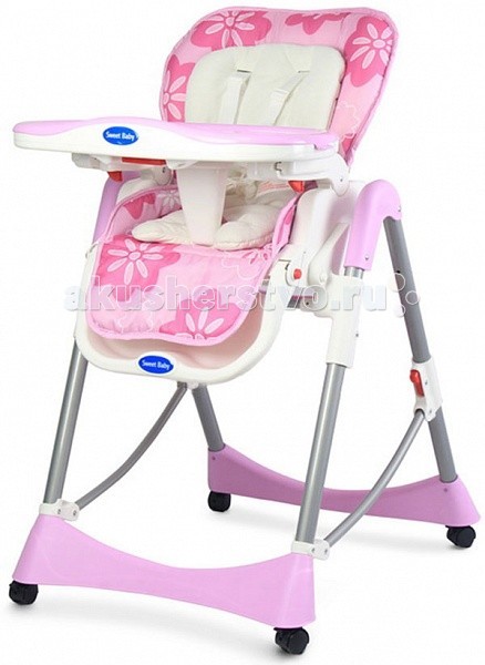 Стульчик для кормления Sweet Baby MagicMagic Стульчик для кормления Sweet Baby MagicMagicСтульчик для кормления Sweet Baby Magic Ежедневную задачу кормления ребенка можно сделать куда проще и приятней, если использовать стульчик для кормления Sweet Baby Magic, который подарит ребенку комфорт, а вся его конструкция призвана быть помощником родителям. Особенности: Система соответствует нормам безопасности ЕС, производится из экологичных и высококачественных материалов Дизайн стульчика яркий и красочный, очень нравится деткам Традиционно конструкция снабжена 5-точечными ремнями безопасности, которые можно регулировать, адаптируя под малыша Поднос удобный, легко снимается, может регулироваться в 3х положениях Максимальный угол наклона достигает 175 градусов (3 положения) Возможность регулирования сиденья на наиболее удобную высоту (максимально 103 см) - 5 уровней высоты Подножка тоже регулируется, подстраиваясь под малыша - 3 положения Sweet Baby Magic стульчик имеет мягкий вкладыш для самых маленьких деток Наличие 4х колес делает стульчик для кормления чрезвычайно маневренным и простым в перемещении, даже если в нем находится малыш Разделитель между ножек не позволяет выпасть ребенку, даже если вы забыли его пристегнуть В сложенном состоянии стульчик занимает минимум места Материал накладки на сидение Ткань Оксфорд 300D<br>