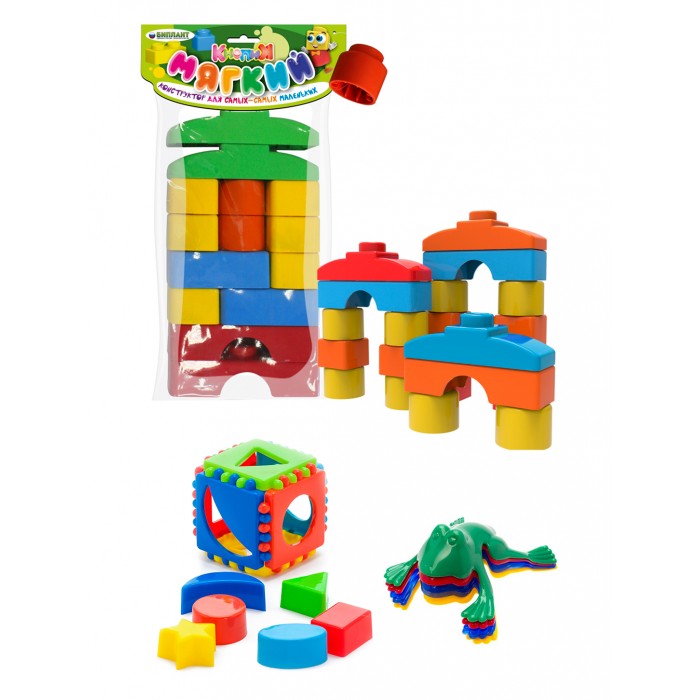 Развивающие игрушки Тебе-Игрушка Кубик логический малый + Мягкий конструктор для малышей Кнопик 14 деталей +Команда Ква № 1