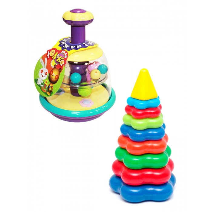 фото Развивающая игрушка тебе-игрушка юла юлька + пирамида детская большая