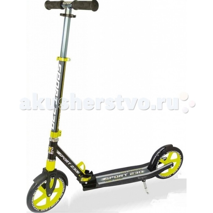 Двухколесный самокат Tech Team TT 230 SportTT 230 Sport Двухколесный самокат Tech Team TT 230 SportTT 230 SportСамокат Tech Team TT 230 Sport для любителей активного катания. Все дела в колесах большого диаметра, укомплектованных скоростными высокоточными подшипниками стандарта ABEC 9. Катаясь на высоких скоростях, необходимо избегать неровностей дорожного полотна: но благодаря переднему амортизатору езда на TT 230 Sport будет плавной, даже если асфальт несовершенен. Самокат быстро складывается, и также быстро разбирается — благодаря прочному складному механизму. Самокат предназначен для взрослых и детей от 10-ти лет: выдерживает нагрузку до 100 кг.<br>