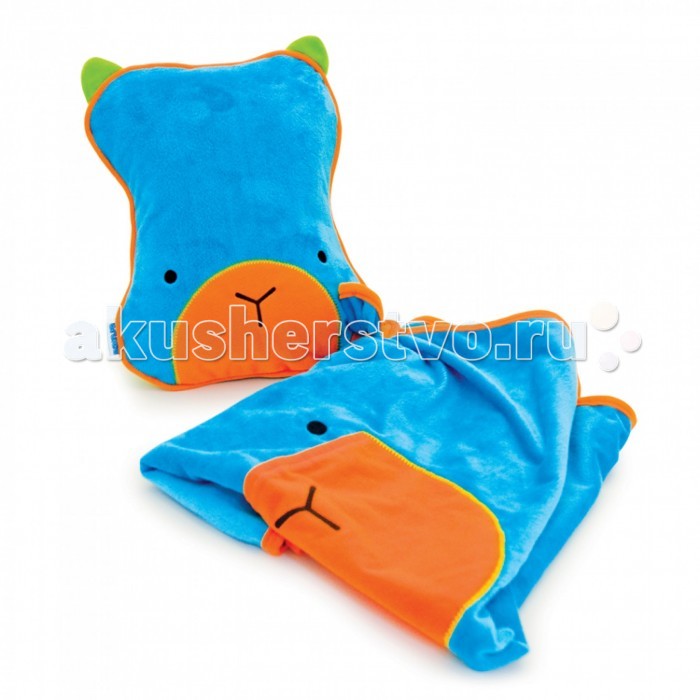 Плед Trunki с подушкой SnooziHedzс подушкой SnooziHedz Плед Trunki с подушкой SnooziHedzс подушкой SnooziHedzНабор для путешествий, состоящий из подушки и пледа, обязательно понравится малышу и его родителям. Необходимый аксессуар для поездок в автомобиле, самолете или путешествий на автобусе. Из мордашки-подушки вынимается уютный мягкий плед, а сама подушка надувается. Набор обеспечит комфорт и тепло на протяжении всей поездки. После поездки также компактно складывается. Имеет крепеж, позволяющий закрепить между собой плед и подушку, чтоб они не соскальзывали в дороге. На наружней части пледа имеется карман для игрушки или др. мелочей. Размеры 26 х 21 х 7,5 см Вес 300г Размер одеяла-пледа 70 х 90 см<br>