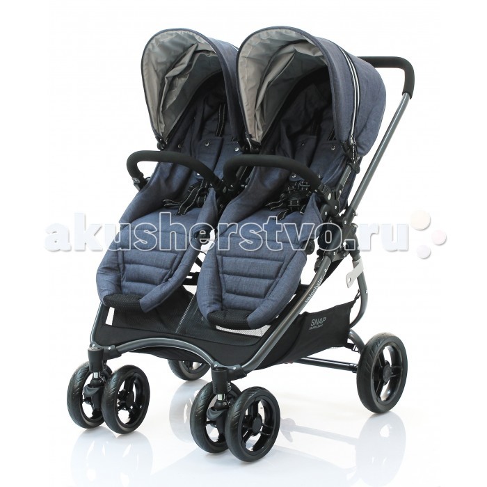 Valco baby Коляска для двойни Snap 4 Ultra DuoКоляска для двойни Snap 4 Ultra Duo Valco baby Коляска для двойни Snap 4 Ultra DuoКоляска для двойни Snap 4 Ultra DuoValco baby Коляска для двойни Snap 4 Ultra Duo - самая функциональная прогулочная коляска для двойни системы бок-о-бок. Легкое управление, возможность использовать прогулочные блоки от рождения до 3-х лет, легкий вес и компактное складывание сделают это компактную модель вашим любимым спутником на прогулках с близнецами! Прогулочные блоки: предназначены для детей от 6 месяцев до 3 лет. Допустимая масса нагрузки на каждый прогулочный блок составляет 20 кг (вес на 4 года), общий вес 40 кг реверсивные сиденья можно установить по ходу движения и лицом к себе сиденья эргономичной формы, широкие, независимо откидываемые спинки, плавно наклоняются вплоть до горизонтального положения 5 ти-точечные ремни с плечевыми накладками регулируются по длине 2 съемных бампера или отстегиваемых с одной стороны 2 регулируемые подножки капюшон EXpanda – расширяется при помощи застежки на молнии регулируемая сетка для дополнительной вентиляции окошко «Peek-a-boo» высококачественные, прочные, устойчивые к загрязнениям, «дышащие» ткани съемные тканевые детали можно стирать при температуре 30 градусов. Шасси: ручка эргономичной формы колеса мягкие, резиновые, бескамерные все колеса легко снимаются для очистки или отдельного хранения передние сдвоенные, поворотные с фиксацией шасси из авиационного алюминия красная педаль тормоза на задней оси по австралийскому стандарту активирует и снимает его нажатием сверху простая система компактного складывания, помогает удобно хранить и транспортировать коляску. Автоматический фиксатор от случайного раскладывания делает транспортировку в руках безопасной возможность установки автокресла (приобретается отдельно) большая вместительная текстильная корзина для покупок. Размеры и вес: Размер в разложенном виде (шхдхв): 74x104x117 см Размер в сложенном виде (шхдхв): 77x110x35 см Вес: 13.5 кг.<br>