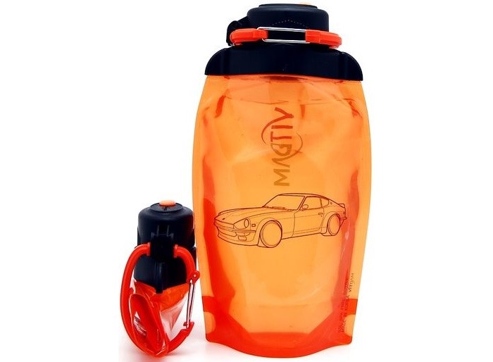 фото Vitdam складная эко бутылка с карабином спортивная машина 500 мл