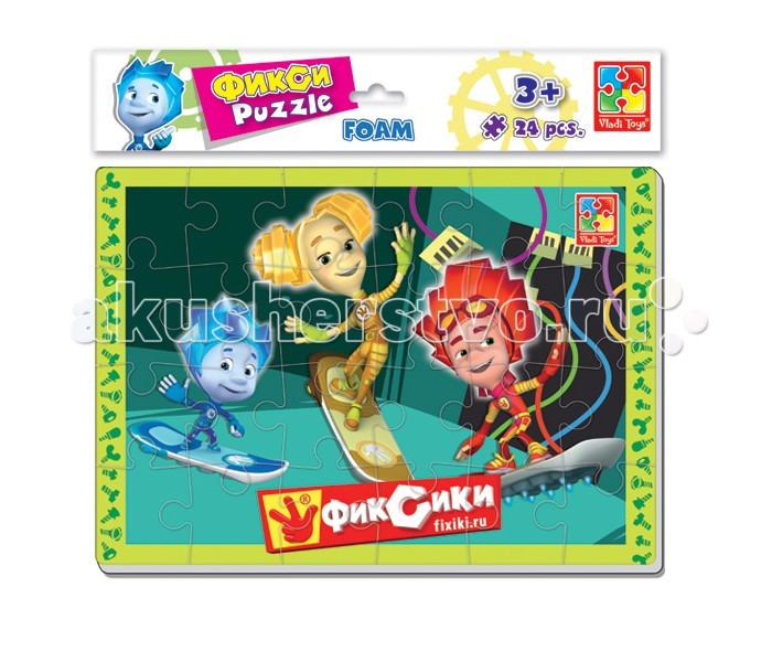 Пазлы Vladi toys Мягкие пазлы А4 Фиксики 24 элемента