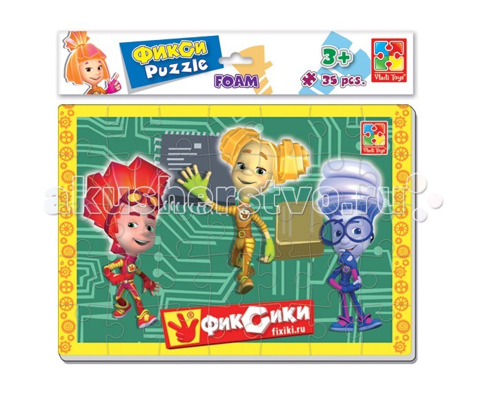 Пазлы Vladi toys Мягкие пазлы А4 Фиксики 35 элементов