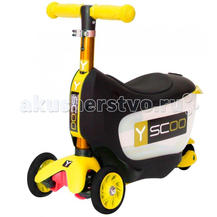 Трехколесный самокат Y-Scoo Mini Jump&Go 3 в 1Mini Jump&Go 3 в 1 Трехколесный самокат Y-Scoo Mini Jump&Go 3 в 1Mini Jump&Go 3 в 1Самокат Y-Scoo Mini Jump&Go 3 в 1 покорит Вас своим функционалом. Особенности: 3 функции в одном: каталка с багажником для игрушек, каталка без багажника, самокат с регулируемым по высоте рулем. Полупрозрачный корпус багажной корзинки поможет малышу наблюдать за своим ценным багажом. Для того чтобы выдвигать багажную корзинку, создана очень удобная, специальная пластиковая ручка- хват. Несмотря на наличие багажной корзинки, трансформер каталка- самокат - очень легкий. На корпусе каталки есть подножки по бокам для того, чтобы малыш мог поставить ножки. Мягкое анатомически продуманное сиденье создаст комфорт в поездке. Настоящий компас на руле удивит юного водителя и поможет ему выбрать правильный путь. Ручка самоката имеет красивое переливающееся покрытие. Это цветное покрытие сделано способом анодирование – процессом специальной обработки для создания дополнительного слоя защиты металла и для яркого впечатления. Анодный слой помогает предотвратить коррозию, добавляет твердость поверхности металла. Выглядит такая ручка очень нарядно. Пластиковые детали каталки - самоката изготовлены по самым современным технологиям и имеют красивую матовую поверхность. Очень легкие и прочные. С помощью прочного стального эксцентрика руль меняется по высоте. Благодаря изменению высоты ручки, ребенок будет дольше пользоваться самокатом. Ручка съемная - очень простой и надежный механизм. Ручки на руле - резиновые, с добавлением латекса- очень мягкие и приятные для нежных детских рук. Гибкая подножка самоката сделана из мягкого пластика, усиленного стекловолокном. Рисунок поверхности платформы - мелкий горошек. Благодаря этому, ножки ребенка не будут соскальзывать с самоката. Управлять этим самокатом малыш сможет легко и непринужденно, наклоняя ручку влево или вправо при поворотах, благодаря уникальной запатентованной системе управления. Единственная в мире технология двойных передних колес создана специально для самых маленьких детей и обеспечивает безопасность. Легкий и податливый тормоз поможет малышу вовремя остановиться,достаточно только нажать на него ногой. Алюминиевая ручка - очень легкая и эргономичная, создана специально для самых маленьких. Полиуретановые литые колеса PU. Диаметр колес: передние ∅ 120 мм, задние ∅ 80 мм. Подшипники: ABEC-5. Платформа: 30х11 см. Ручка 47/60 см. Высота сиденья 26 см. Максимальная нагрузка для каталки: 20 кг, для самоката: 38 кг.<br>