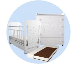 Набор кроватка и комод для новорожденных комплект