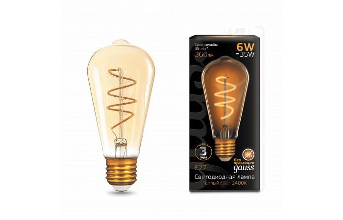  Gauss  Filament Flexible LED ST64 E27 6W 360lm 2400