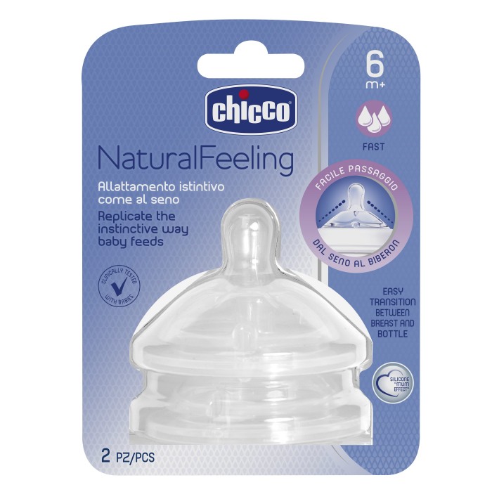 Соска Chicco Natural Feeling быстрый поток 6 2 шт 615₽