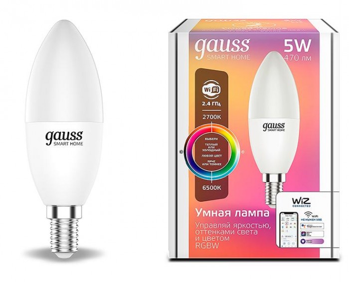  Gauss   Smart Home RGBW E14 C37 5  2700-6500K