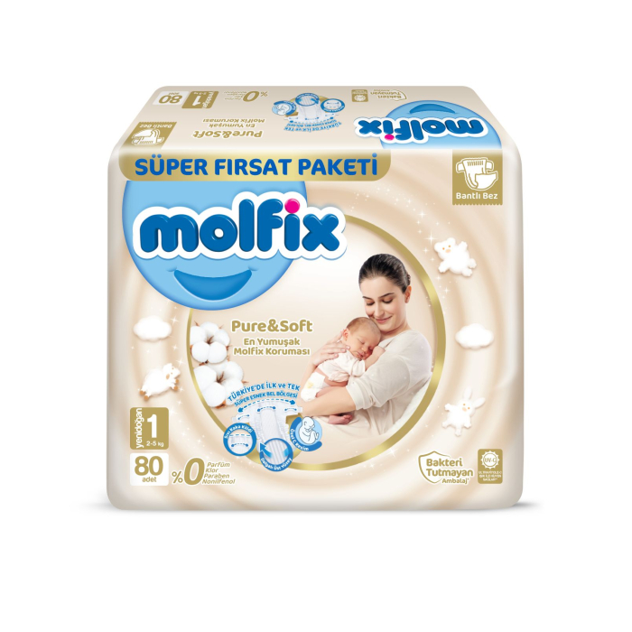  Molfix    Pure & Soft New Born .1 (2-5 ) 80 .